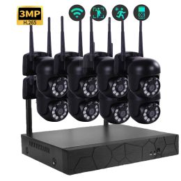 System AZISHN 8CH Wireless CCTV System 3MP WiFi NVR Outdoor Human Auto Track Security IP Camer P2P Video Surveillance Kit Night Vision