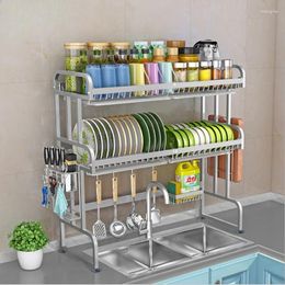 Kitchen Storage Aoliviya Official O's Dish Rack Draining 304 Stainless Steel Water Tank Sink Bowl And Chopstick