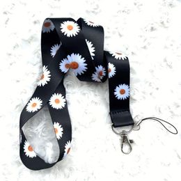 Keychains 50pcs Flower Keychain Lanyard With Metal Hook Neck Wrist