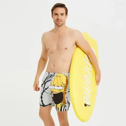 Men's Swimwear Big Size Loose Men Trunks Surfing Costumes Outdoor Swimming Trunk Summer Beach Bathsuit Fashion Print Swim Sport Pants