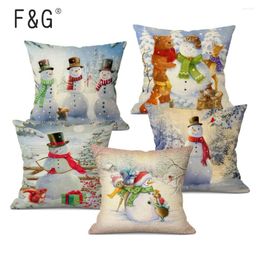 Pillow F&G Christmas Pillowcase Decorative Case Snowman Cover Decorations 45x45cm