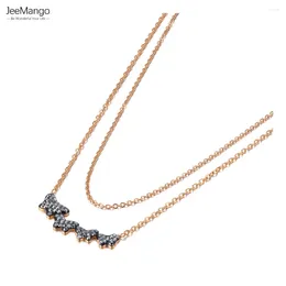 Choker JeeMango Stainless Steel Crystal Butterfly Charm Pendant Necklaces Bohemia Double Layer Animal Necklace For Women JN21173