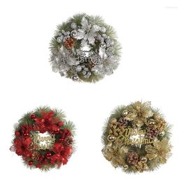 Decorative Flowers Letter And Pine Needle Christmas Front Door Wreath Ornament For Shop Window