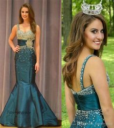 2019 Aso Ebi Sweetheart Evening Dress Cheap Mermaid Crystal Beaded Spaghetti Straps Long Formal Wear Party Gown Custom Made Plus S1133821