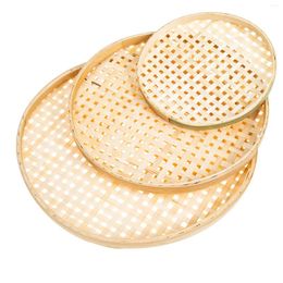 Dinnerware Sets 3Pcs Multi-function Bamboo Baskets Kitchen Trays Household Bread