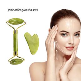 Natural Jade Face Roller Gua Sha Set Skin Care Neck Eye Massager Muscle Relaxant Relieve Wrinkles Facial Beauty Tools 240402