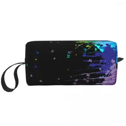 Cosmetic Bags Green Splatter Paint Portable Makeup Case For Travel Camping Outside Activity Toiletry Jewelry Bag