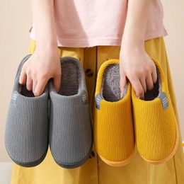 Casual Shoes Cotton Slippers Men's And Women's Home Autumn Winter Indoor Warm Couple Plush Anti-skid Thick Soled