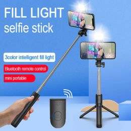 Monopods New Bluetooth Selfie Stick Mobile Phone Holder Retractable Portable Multifunctional Mini Tripod With Wireless Remote Shutter