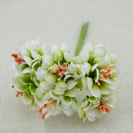 6 pezzi di seta fiore finta gradiente di seta a mano artificiale fiore bouquet decorazione nuziale dono ghirlanda fai da te scrapbooking artigiano stame di fiori