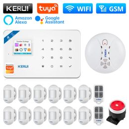 Kits KERUI W181 System alarmowy WIFI Alarm GSM zestaw domowy Tuya Smart wsparcie Alexa ruchu czujnik drzwi 120DB syreny