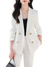 Women's Two Piece Pants Fashion Ladies Formal Pant Suit Women White Black Female Jacket Blazer And Trouser 2 Set For Business Work Wear