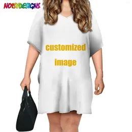 Party Dresses NOISYDESIGNS T Shirt Dress Batwing Sleeve Women Short Custom Printing Loose O Neck Soft Camiseta Vestidos