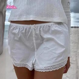 Women's Shorts Sweet Lace Trim Women 2024 Summer Bow Elastic Waist Casual Short Pant Cotton Cute Y2k Pants White Simple Home Underwear