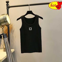 Summer Tank Top Women Designer Fashion Knitted Sleeveless Vest Embroidered Woven Band Shirt ZMB5 S12Z JR68