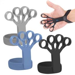 Silicone Hand Grip Device Finger Exercise Strengthener Stretcher Trainer Rehabilitation Training Equipment Muscle Tool 240401