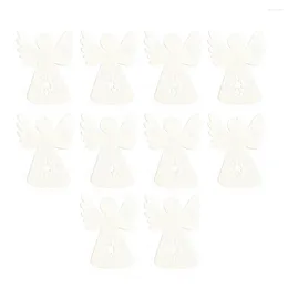 Decorative Figurines 10Pcs Christmas Wooden Shape Ornaments Tree Wood Tags Pendant Decoration ( White )