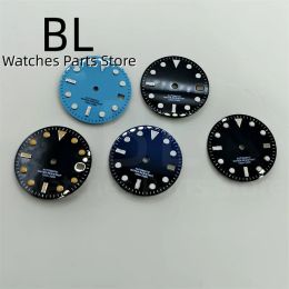 Kits BLIGER Watch Parts 29mm Glossy Surface Watch Dial White Orange Index Blue/Green Luminous Fit NH35 Automatic Movement Date Window
