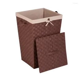 Laundry Bags Honey Can Do Woven Strap Hamper With Lid - Brown