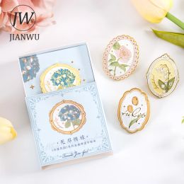 Clips JIANWU White Night Garden Series Simple Flower Decor Metal Baking Print Clip Creative DIY Journal Collage Stationery