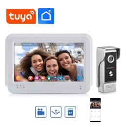 Intercom New Tuya Smart Wireless Wifi Video Intercom System HD 1080P 7 Inch Colour Touch Screen Video Door Entry Interfone for Apartment