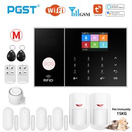 Kits PGST PG108 WiFi 2G GSM Alarm System Home Burglar Security With Motion Sensors Wireless Alarm Kit Support Alexa