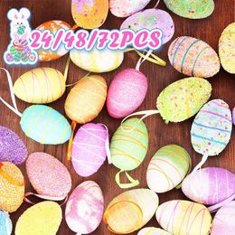 24-72pcs Easter Eggs Random Hanging Colourful Foam Eggs Craft Ornaments For Home Party Tree Easter Decoration 2024 Kids Gifts Toy 240322