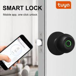 Lock Smart Door Knob Fingerprint Door Lock with Keys TUYA App Control for Home Indoor