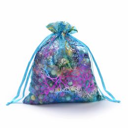 Other 100pcs Colourful Coral Pattern Organza Drawstring Bags Wedding Favour Party Candy Chocolate Party Gift Jewellery Bags 1320x1830cm