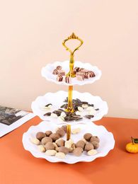 Party Decoration European Three Layer Cake Sweet Candy Machine Frame Wedding Compote Show Household Adornment Tray Table