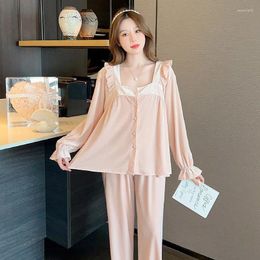 Home Clothing Square Collar Velour Pyjamas Set Women Sleepwear Nightgown Suit Long Sleeve Homewear Autumn Winter Lounge Wear