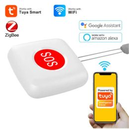 Button Mini Tuya ZigBee SOS Button Sensor Alarm Elderly Alarm Push Waterproof Emergency Panic Button Smart Home Security Alarm System