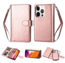 Removable Detachable Leather Wallet Cases For Iphone 14 13 Pro Max 12 Mini X XS XR 8 7 6 Plus Multifunction 9 Card Slot Credit ID 2576462