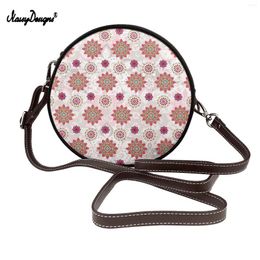 Shoulder Bags NOISYDESIGNS Mandala Print Round Crossbody Bag Fashion High-quality PU Leather Women Designer Handbag Messenger