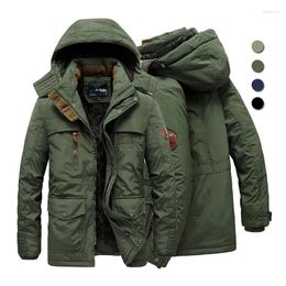 Men's Jackets Winter Men Fleece Warm Thick Windproof Parkas Fashion Hooded Military Jacket Coat Big Size 6XL High Quality Male