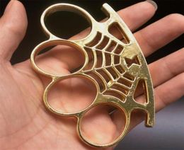 Spider Web Shape Metal Brass Knuckle Duster Four Finger Tiger Fingers Outdoor Security Pocket Backpack EDC Tool5132078