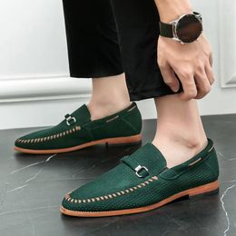 Casual Shoes Slip-on Handmade Leather Hollow Out Moccasins Men Breathable Slip On Driving Business Loafers Plus Size 38-47