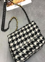 NEW Designer Wallet Purse Fashion Winter Style Patchwork Colour High Quality Houndstooth Cloth Preparation Tweed Women Chain Flap B6638922