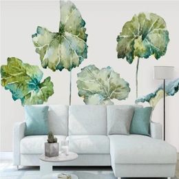 Wallpapers Milofi Custom Large Wallpaper Mural 3D Lotus Leaf Oil Painting Watercolour Flower Fashion Background