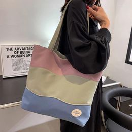 Shopping Bags BIG Folding Bag Reusable Portable Shoulder Handbag For Travel Grocery Zipper Fashion Pocket Canvas Tote Women