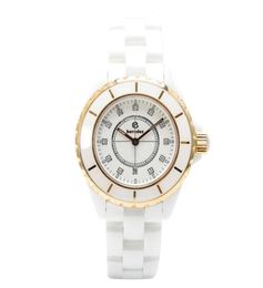 Ladies fashion elegant watch famous designer to create white and black ceramic manufacturing diamond inlaid glowinthedark funct9050872