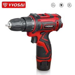 VVOSAI 12V Max Electric Screwdriver Cordless Drill Mini Wireless Power Driver DC LithiumIon Battery 38Inch 2Speed 240402