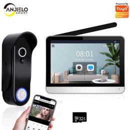 Doorbells 1080P Tuya 7 Inch Touch Screen Wireless WiFi Video Intercom Doorbell With Camera and Monitor Video Door Phone Motion Detection