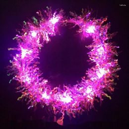 Party Decoration 6pcs Colourful Silk LED Headbands Girls Wreath Luminous Hairband Glow In The Dark Festa Wedding Birthday Hair Accessories