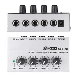 Amplifier MX400 Audio Mixer Headphone Amplifier Ultra Compact Sound Low Noise With Power Adapter 4 Channel DJ Karaoke Headphone Amplifier