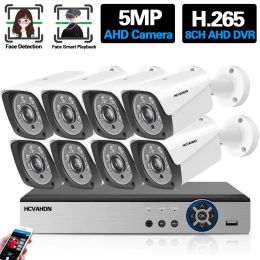 System 5MP CCTV AHD Camera Set 8 Channel H.265 NVR DVR Kit Outdoor Face Recognition Analogue Camera Video Surveillance System Kit 8CH 4CH
