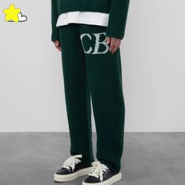 23FW Heavy Fabric Classic CB Jacquard Knit Sweatpants Men Women Oversize Green Royal Blue Cole Buxton Casual Pants With Tag 240326