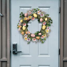 Decorative Flowers Easter Egg Wreath Front Door Spring Greenery Garland For Holiday Party Farmhouse