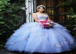 Gorgeous Lilac Plus Size Ball Gown Quinceanera Dresses Sweet 16 Lace Applique vestido debutante 15 anos Sweetheart Sweep Train Cel5572877