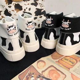 Fitness Shoes Platform Canvas Women 2024 Spring Autumn Sneakers Cute Milk Cartoon White Ladies Student Footwear Zapatos Mujer